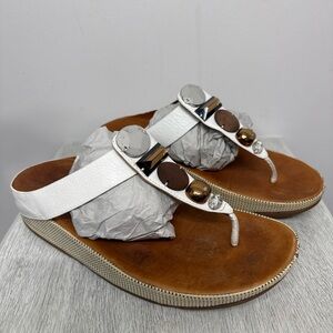 FITFLOP WOMENS JEWELEY  WHITE JEWELLED FLIP FLOPS SIZE 10